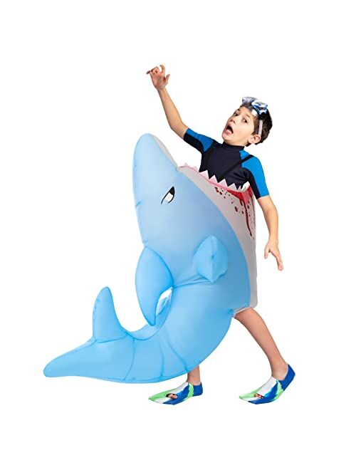 Morph Inflatable Shark Costume Kids Attack Bite Outfit Halloween Costumes for Kids