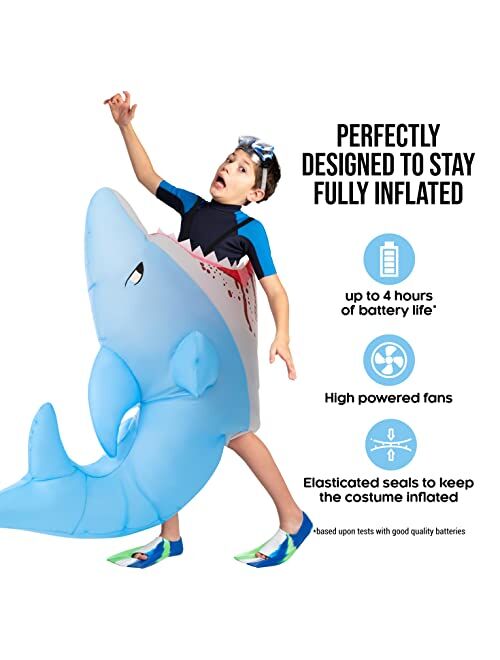 Morph Inflatable Shark Costume Kids Attack Bite Outfit Halloween Costumes for Kids