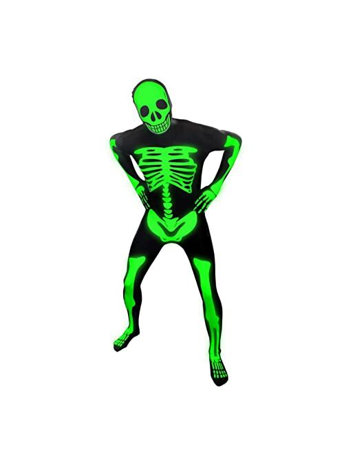 Morphsuits Adult Skeleton Costume Men Glow In The Dark Scary Bones Bodysuit Halloween Costumes