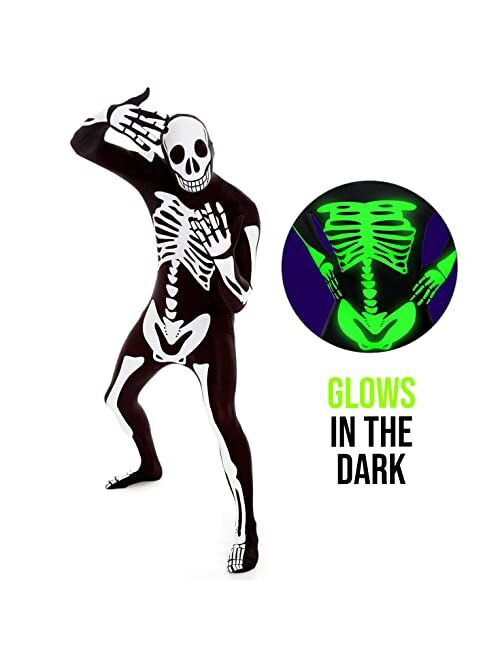 Morphsuits Adult Skeleton Costume Men Glow In The Dark Scary Bones Bodysuit Halloween Costumes