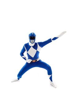 Blue Power Ranger Costume Adult Bodysuit Superhero Halloween Costumes for Men X-Large