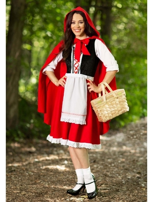 Fun Costumes Little Red Riding Hood Costume for Women Red Riding Hood Dress and Cape Outfit Adult Halloween Costume