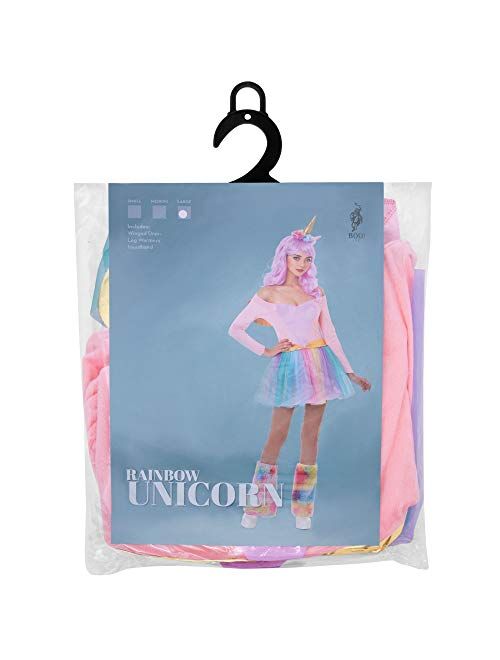 Hauntlook Unicorn Halloween Costume for Women | Includes Dress, Leg Warmers and Head Accessory | Rainbow Unicorn Small