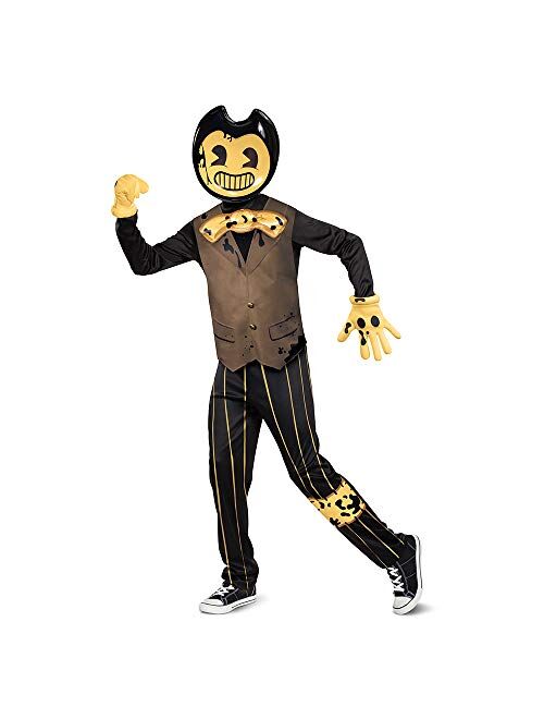 Disguise Bendy Costume for Kids, Deluxe Official Bendy and The Dark Revival Costumes with Mask and Bowtie