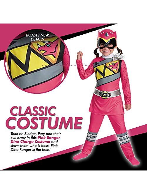 Disguise Pink Power Rangers Costume for Toddlers. Official Licensed Pink Ranger Dino Charge Classic Power Ranger Suit with Mask