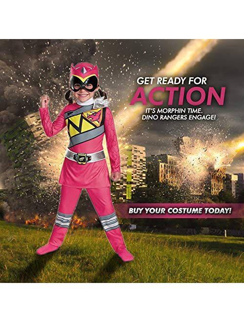 Disguise Pink Power Rangers Costume for Toddlers. Official Licensed Pink Ranger Dino Charge Classic Power Ranger Suit with Mask