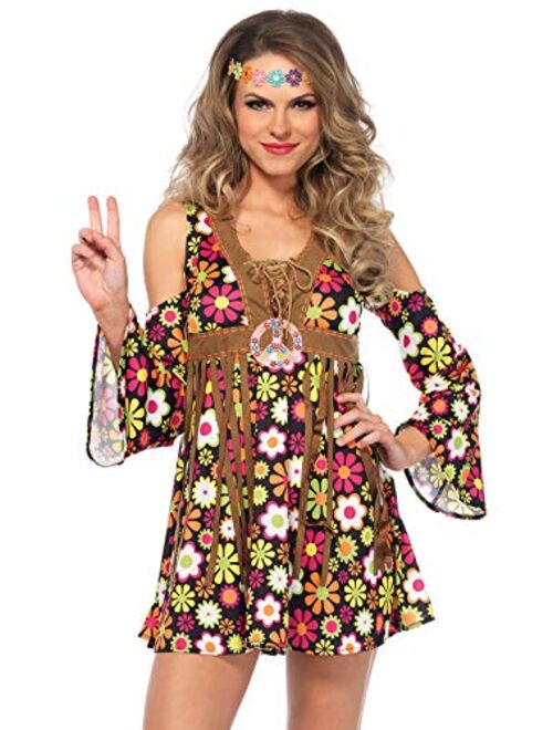 Leg Avenue Women's 2 Pc Starflower Hippie Costume with Dress, Headband