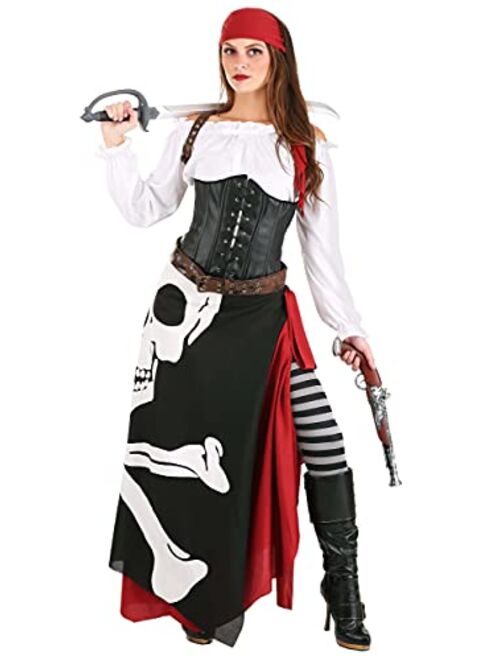 Fun Costumes Women's Pirate Costume Jolly Roger Flag Pirate Costume for Women