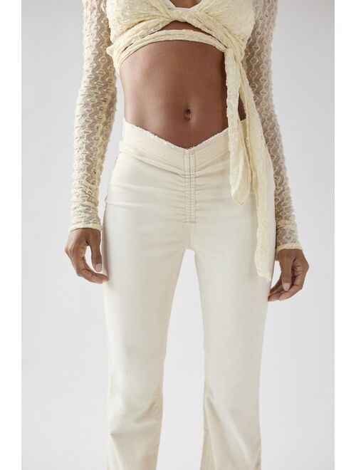 Urban Outfitters UO Velvet Ruched V-Front Flare Pant