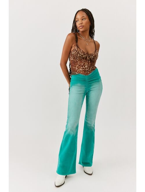 Urban Outfitters UO Velvet Ruched V-Front Flare Pant