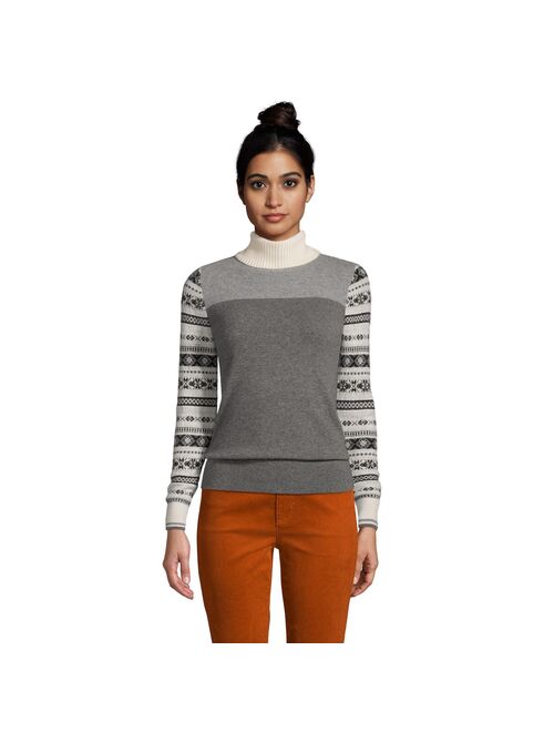 Women's Lands' End Cashmere Print Turtleneck Sweater