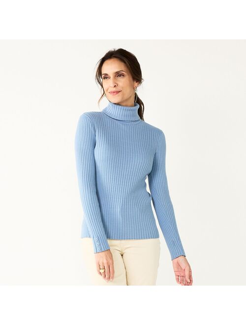 Women's Croft & Barrow Skye Ribbed Turtleneck Sweater