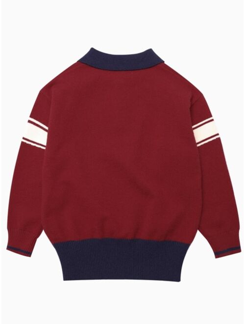 Shein Boys Contrast Polo Neck Drop Shoulder Sweater