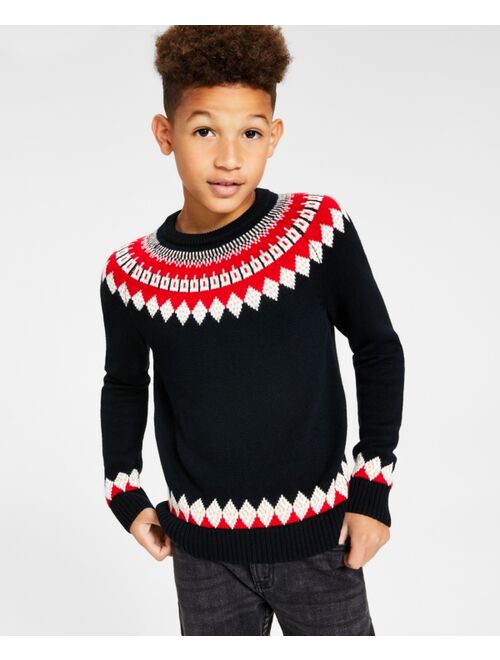 CHARTER CLUB Big Boys Fair Isle Mock Neck Holiday Sweater, Created for Macy's