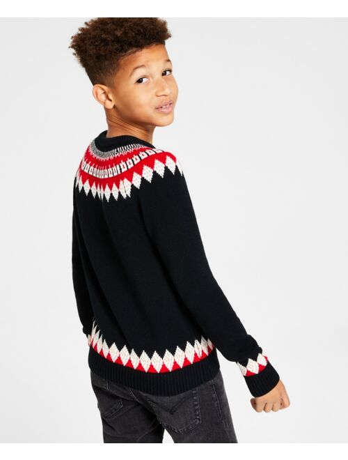 CHARTER CLUB Big Boys Fair Isle Mock Neck Holiday Sweater, Created for Macy's