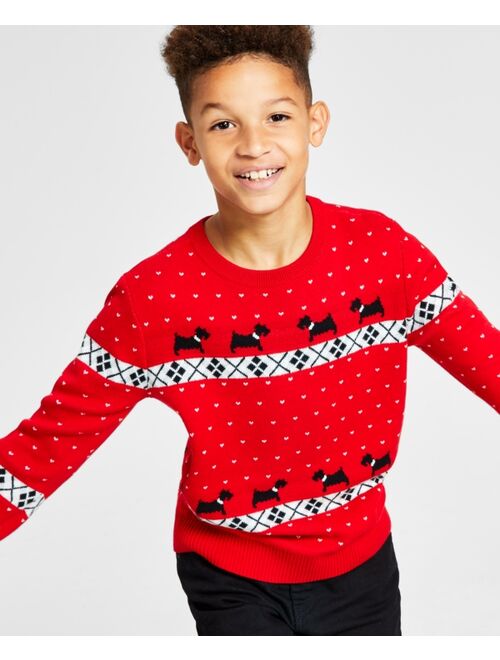 CHARTER CLUB Big Boys Walking Scottie Holiday Sweater, Created for Macy's