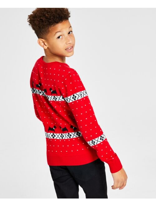 CHARTER CLUB Big Boys Walking Scottie Holiday Sweater, Created for Macy's