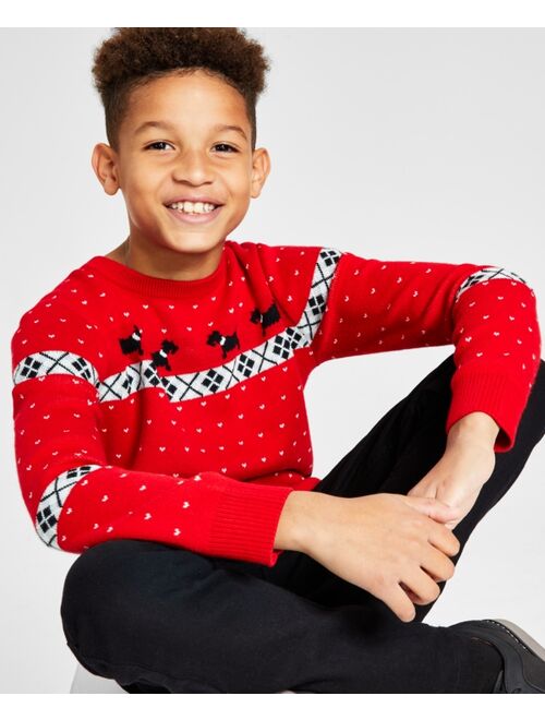 CHARTER CLUB Big Boys Walking Scottie Holiday Sweater, Created for Macy's