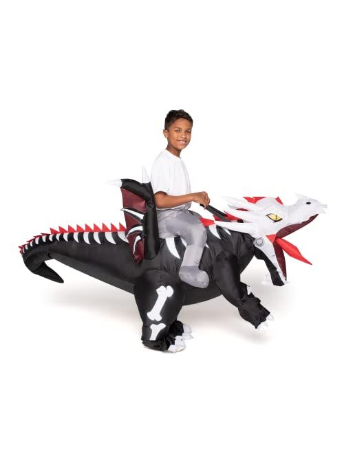 Spooktacular Creations Inflatable Costume for Kids, Dragon Skeleton Air Blow Up Costumes, Ride On Deluxe Costumes for Halloween Costume Parties