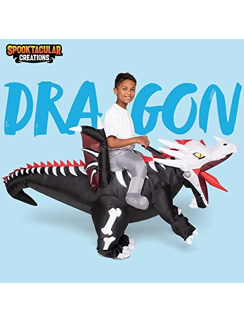 Spooktacular Creations Inflatable Costume for Kids, Dragon Skeleton Air Blow Up Costumes, Ride On Deluxe Costumes for Halloween Costume Parties