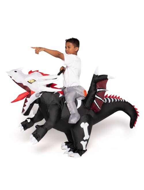 Spooktacular Creations Inflatable Costume for Kids, Dragon Skeleton Air Blow Up Costumes, Ride On Deluxe Costumes for Halloween Costume Parties