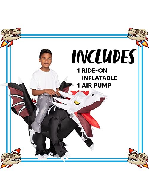 Spooktacular Creations Inflatable Costume for Kids, Dragon Skeleton Air Blow Up Costumes, Ride On Deluxe Costumes for Halloween Costume Parties