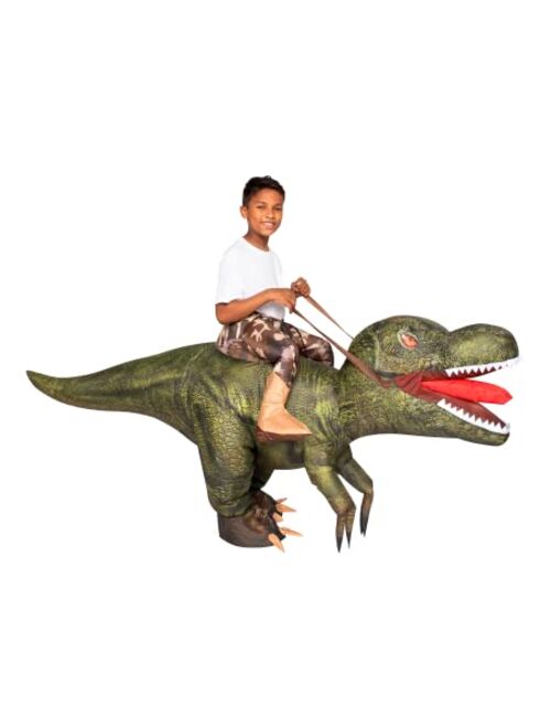 Spooktacular Creations T-Rex Inflatable Costume for Kids, Funny Air Blow Up Costumes, Digital Printing Ride-On Dinosaur Costumes for Halloween Costume Parties