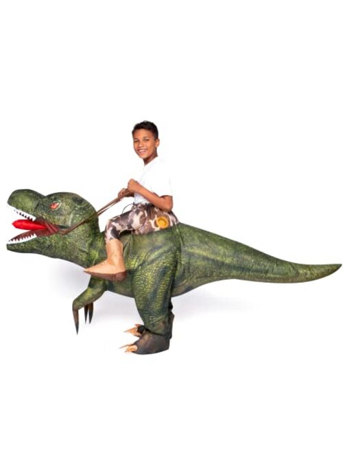 Spooktacular Creations T-Rex Inflatable Costume for Kids, Funny Air Blow Up Costumes, Digital Printing Ride-On Dinosaur Costumes for Halloween Costume Parties