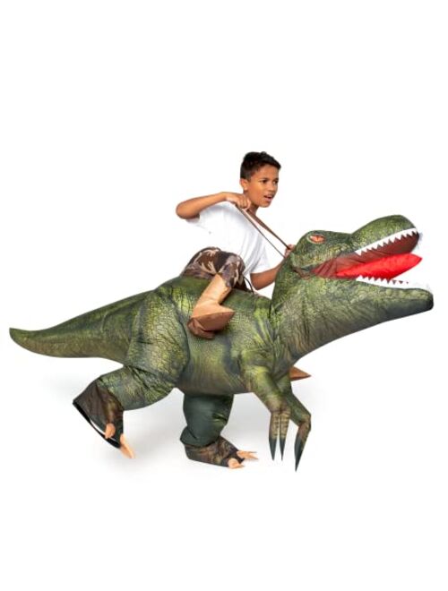 Spooktacular Creations T-Rex Inflatable Costume for Kids, Funny Air Blow Up Costumes, Digital Printing Ride-On Dinosaur Costumes for Halloween Costume Parties