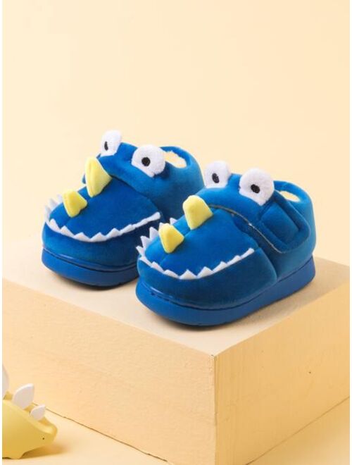 Shein Boys Cartoon Design Hook-and-loop Fastener Plush Inside Novelty Slippers