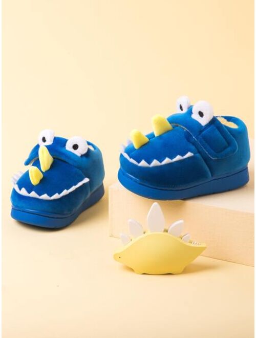 Shein Boys Cartoon Design Hook-and-loop Fastener Plush Inside Novelty Slippers