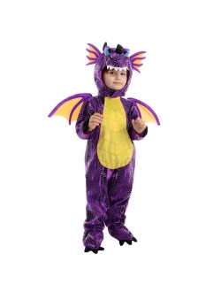 Halloween Child Unisex Purple Dragon Costume Deluxe Dinosaurs Costume Set for kids Toddler Halloween Infant Trick or Treating Party, Dress Up-3T