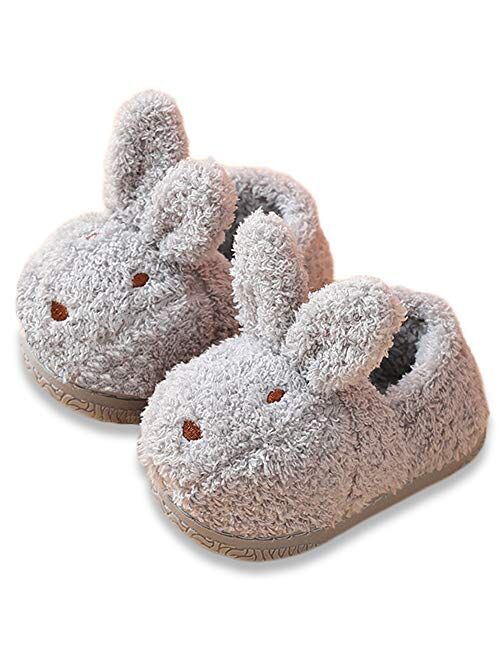 ZHENTAO Toddler Girls Slippers Boys Girls Fluffy Home Slippers Winter Warm Indoor Cute Bunny Shoes