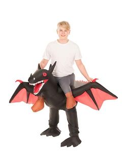 Black Inflatable Ride-On Dragon Halloween Costume for Kids, one Size (MCKROIBD)
