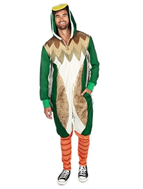 Tipsy Elves Funny Animal Halloween Costume for Men Green Duck Jumpsuit with Attached Mallard Wings Size