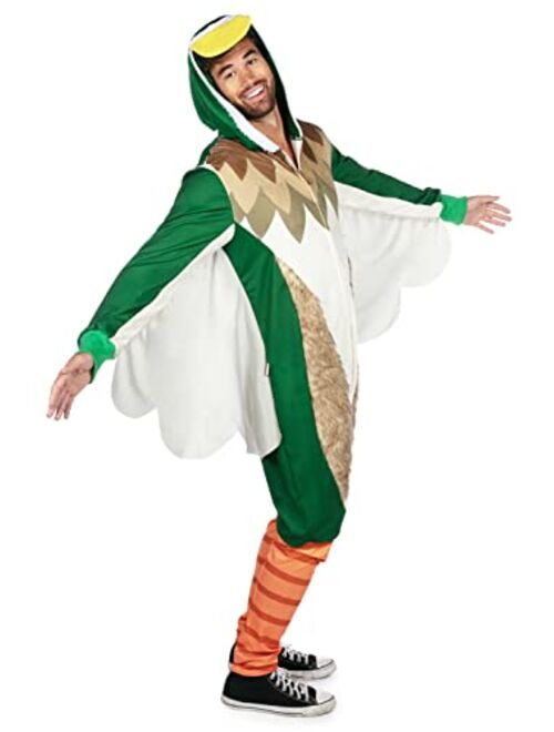 Tipsy Elves Funny Animal Halloween Costume for Men Green Duck Jumpsuit with Attached Mallard Wings Size