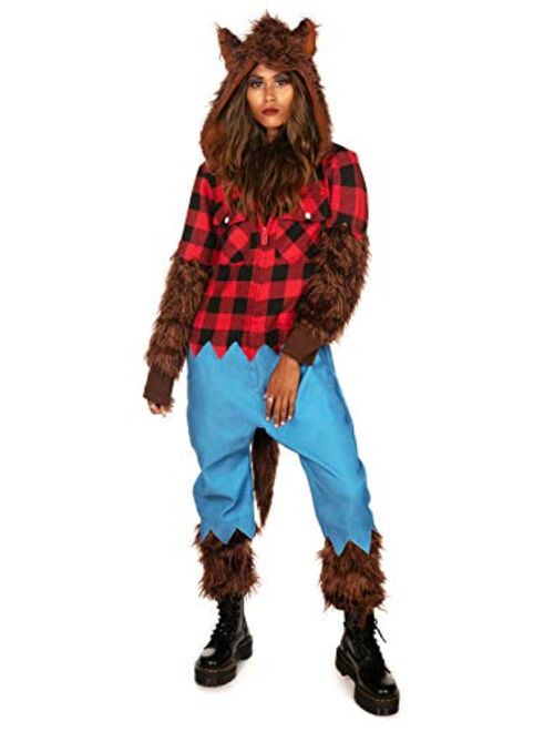 Tipsy Elves Classic Monster Halloween Werewolf Costume Scary Jumpsuit Full Moon Wolf Creature for Women