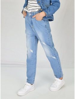 Boys Ripped Washed Tapered Jeans
