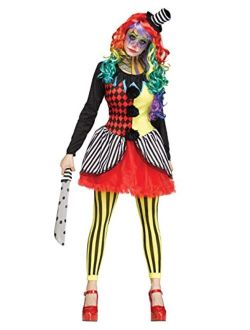 Women's Freakshow Clown Adult Costume, Multi, S/M Size 2-8