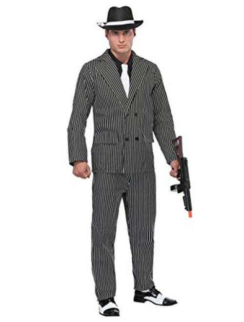 Fun Costumes Men's Wide Pin Stripe Gangster Costume Suit 1920s Gangster Costume