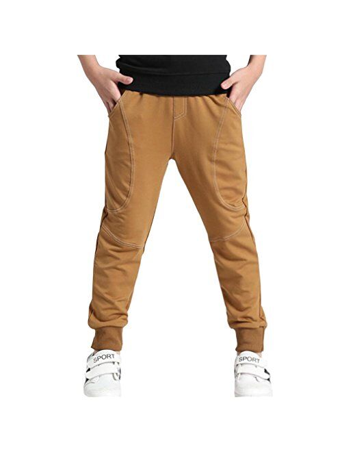 Rysly Boys Cotton Sweatpants Kids Casual Jogger Pants Tapered Ankle Pants