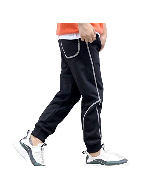 Rysly Boys Cotton Sweatpants Kids Casual Jogger Pants Tapered Ankle Pants