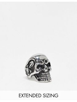 Halloween waterproof stainless steel chunky signet ring with skull