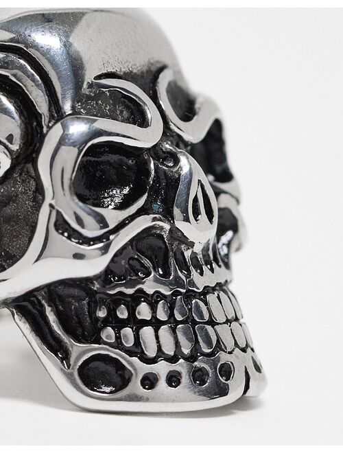 ASOS DESIGN Halloween waterproof stainless steel chunky signet ring with skull