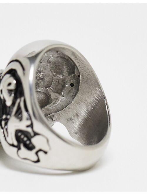 ASOS DESIGN Halloween waterproof stainless steel chunky signet ring with skull