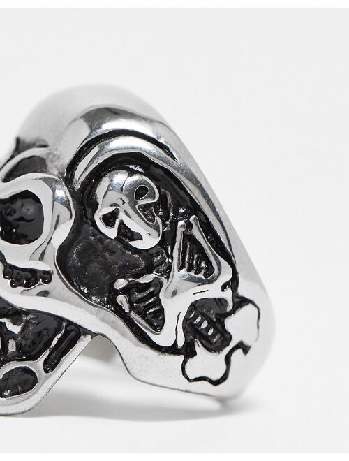 ASOS DESIGN Halloween waterproof stainless steel chunky signet ring with skull