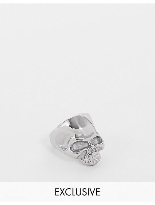 Lost Souls stainless steel skull ring in silver