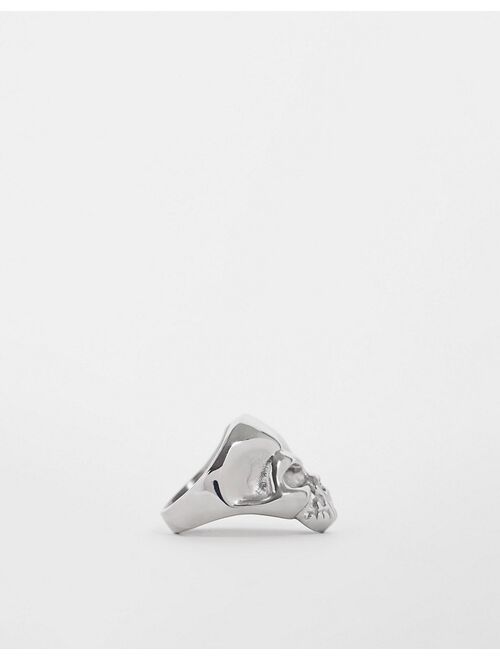 Lost Souls stainless steel skull ring in silver