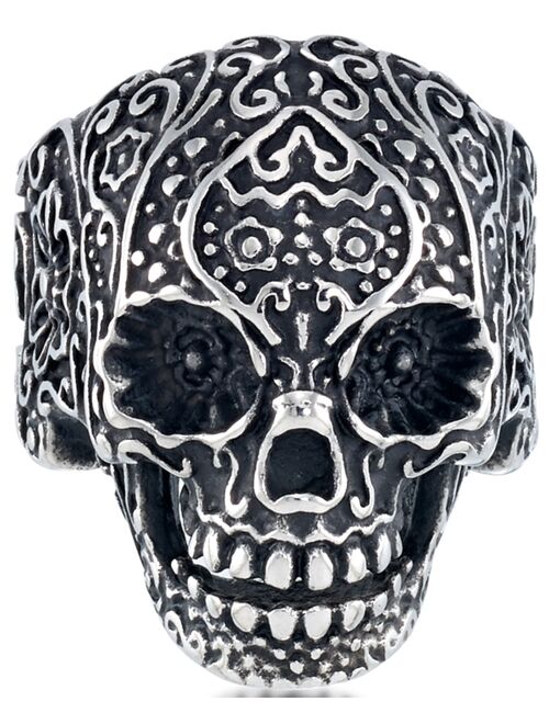 Andrew Charles by Andy Hilfiger Men's Ornamental Skull Ring in Oxidized Stainless Steel