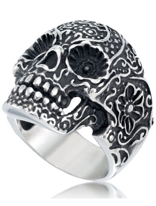 Andrew Charles by Andy Hilfiger Men's Ornamental Skull Ring in Oxidized Stainless Steel